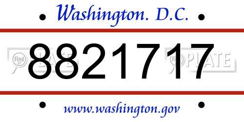 8821717 District Of Columbia License Plate