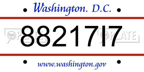 88217I7 District Of Columbia License Plate