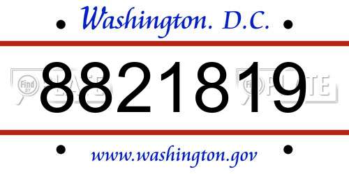 8821819 District Of Columbia License Plate
