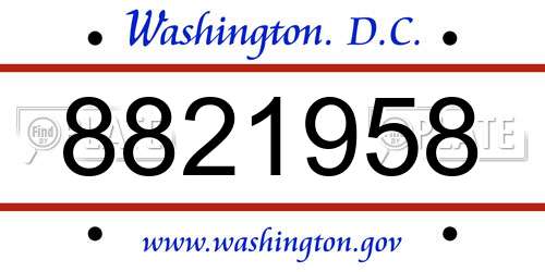8821958 District Of Columbia License Plate