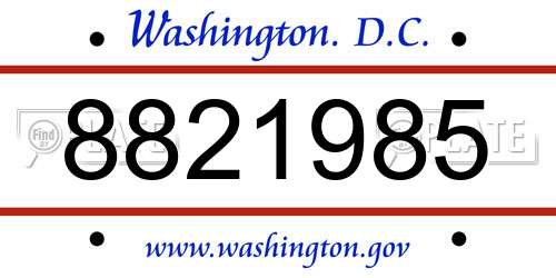 8821985 District Of Columbia License Plate