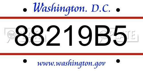 88219B5 District Of Columbia License Plate