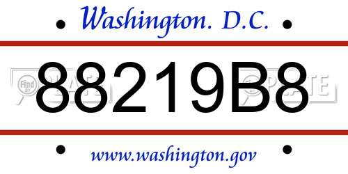 88219B8 District Of Columbia License Plate