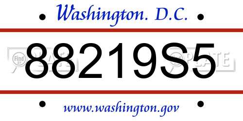 88219S5 District Of Columbia License Plate