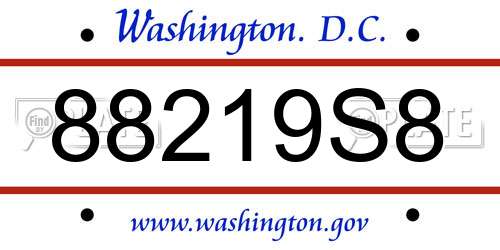 88219S8 District Of Columbia License Plate