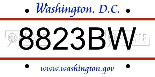 8823BW District Of Columbia License Plate
