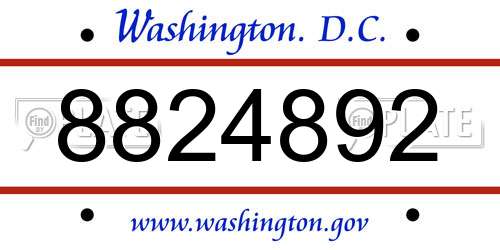 8824892 District Of Columbia License Plate