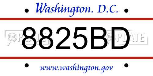 8825BD District Of Columbia License Plate