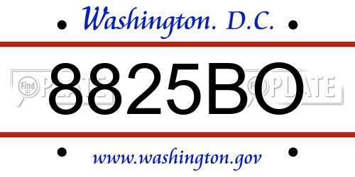 8825BO District Of Columbia License Plate