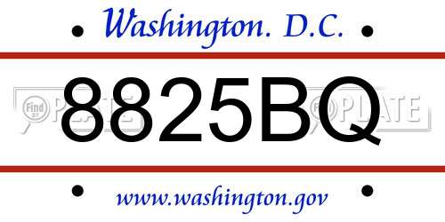 8825BQ District Of Columbia License Plate