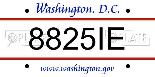 8825IE District Of Columbia License Plate