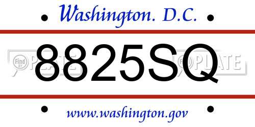 8825SQ District Of Columbia License Plate