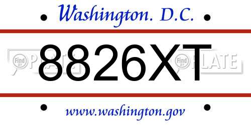 8826XT District Of Columbia License Plate