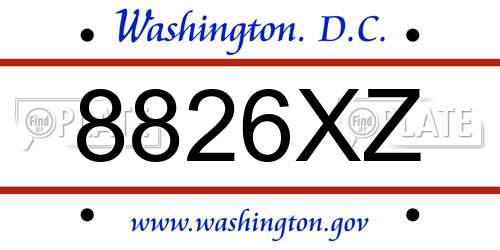8826XZ District Of Columbia License Plate