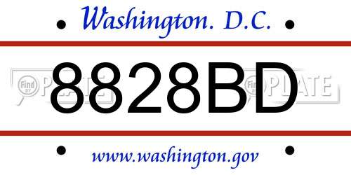 8828BD District Of Columbia License Plate