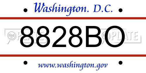 8828BO District Of Columbia License Plate