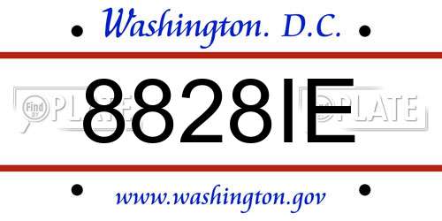 8828IE District Of Columbia License Plate