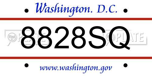 8828SQ District Of Columbia License Plate