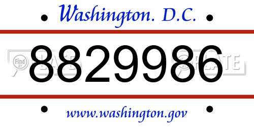 8829986 District Of Columbia License Plate