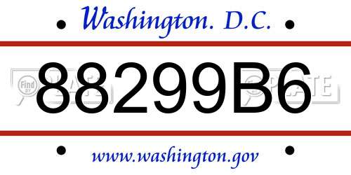 88299B6 District Of Columbia License Plate