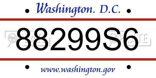 88299S6 District Of Columbia License Plate