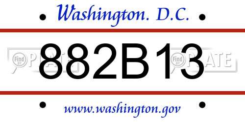 882B13 District Of Columbia License Plate