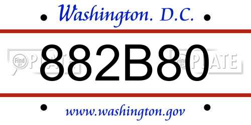 882B80 District Of Columbia License Plate