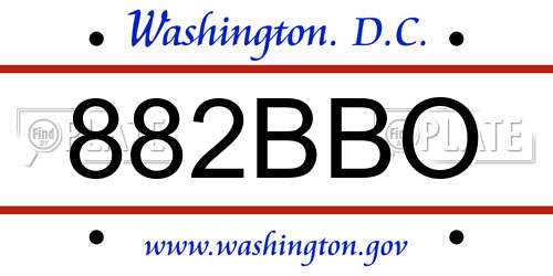882BBO District Of Columbia License Plate