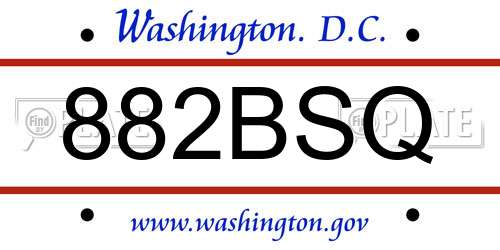 882BSQ District Of Columbia License Plate