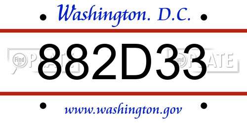 882D33 District Of Columbia License Plate