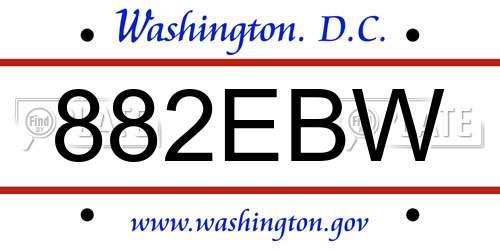 882EBW District Of Columbia License Plate