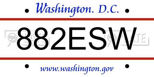 882ESW District Of Columbia License Plate