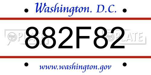 882F82 District Of Columbia License Plate