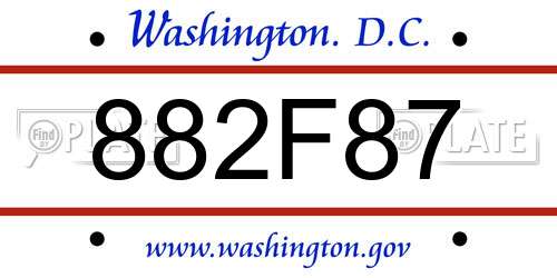 882F87 District Of Columbia License Plate