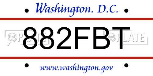 882FBT District Of Columbia License Plate