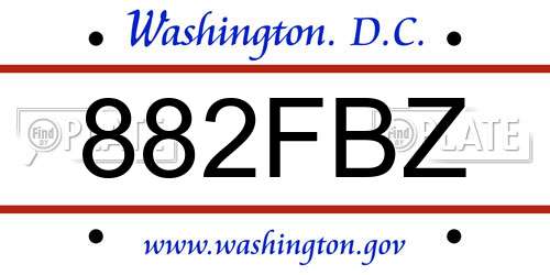 882FBZ District Of Columbia License Plate