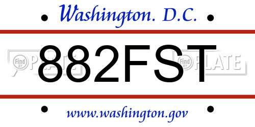 882FST District Of Columbia License Plate