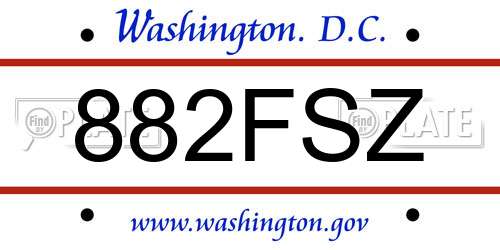 882FSZ District Of Columbia License Plate