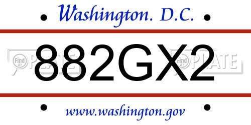 882GX2 District Of Columbia License Plate