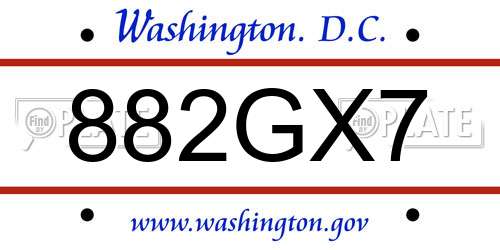 882GX7 District Of Columbia License Plate