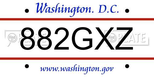 882GXZ District Of Columbia License Plate