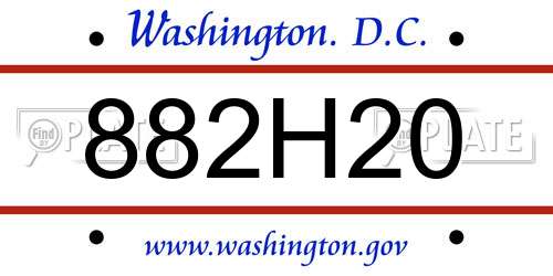 882H20 District Of Columbia License Plate