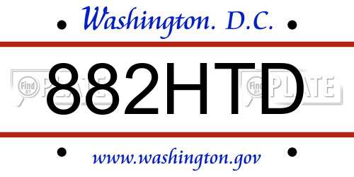 882HTD District Of Columbia License Plate
