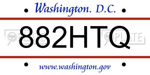 882HTQ District Of Columbia License Plate