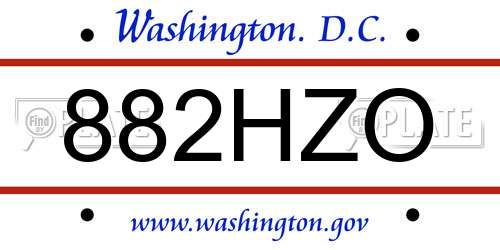 882HZO District Of Columbia License Plate
