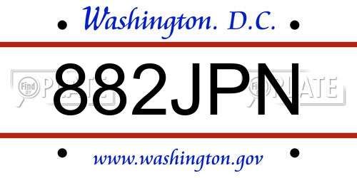 882JPN District Of Columbia License Plate