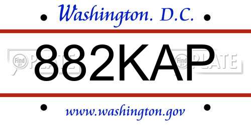 882KAP District Of Columbia License Plate
