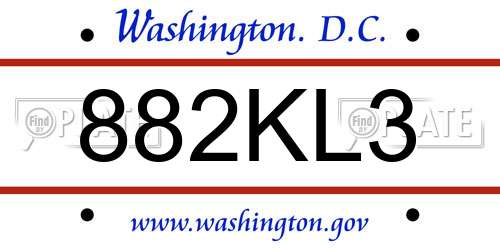 882KL3 District Of Columbia License Plate