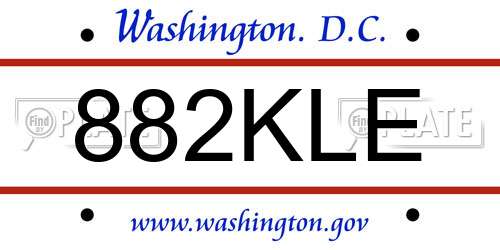882KLE District Of Columbia License Plate