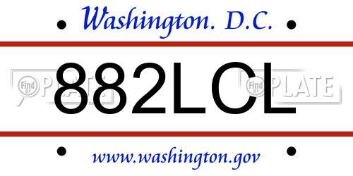 882LCL District Of Columbia License Plate